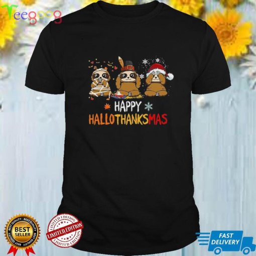 Three Wise Sloths Happy HalloThanksMas Shirt