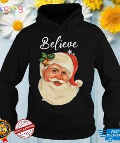 Vintage Santa Claus Face Believe Christmas Family Pajama Shirt