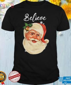 Vintage Santa Claus Face Believe Christmas Family Pajama Shirt