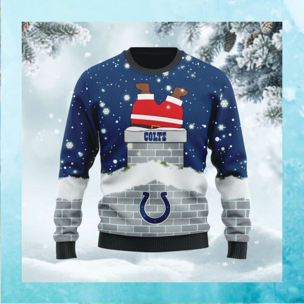 Indianapolis Colts NFL Football Team Logo Symbol Santa Claus Custom Name Personalized 3D Ugly Christmas Sweater Shirt For Men And Women On Xmas Days