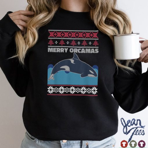 Christmas Orca Killer Whale Knit Look Ugly Christmas Sweater T Shirt tee