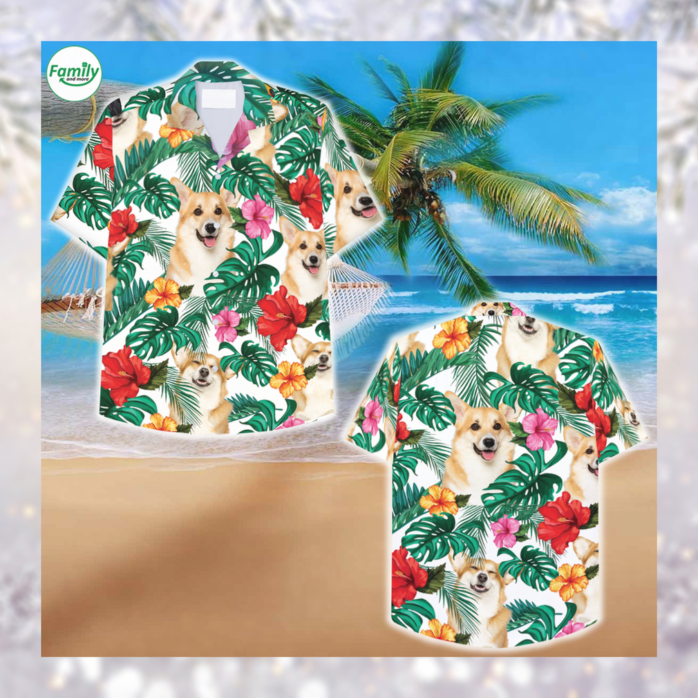 Corgi and Palm tree Hawaiian Shirt