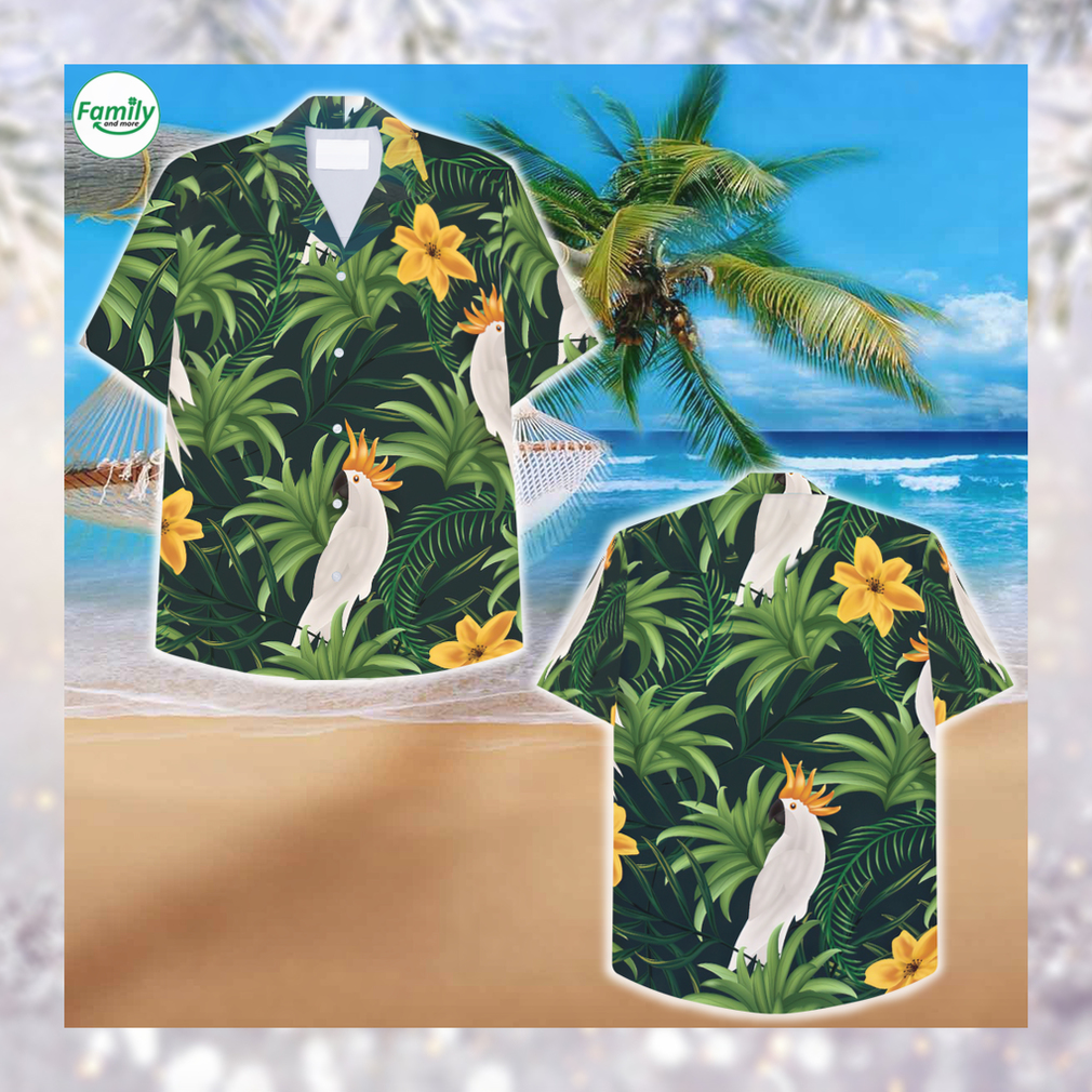 Realistic tropical leaves and birds Hawaiian Shirt