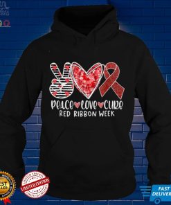 Red Ribbon Week Awareness Wear Red Peace Love Cure Costume T Shirt tee