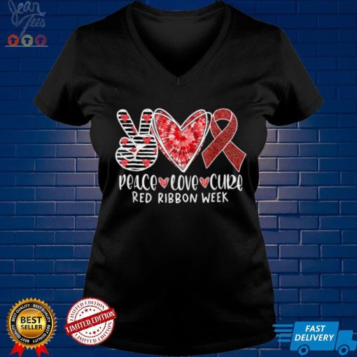 Red Ribbon Week Awareness Wear Red Peace Love Cure Costume T Shirt tee