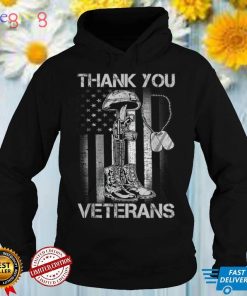 Thank you Veterans Proud Veteran Combat Boots US Flag T Shirt