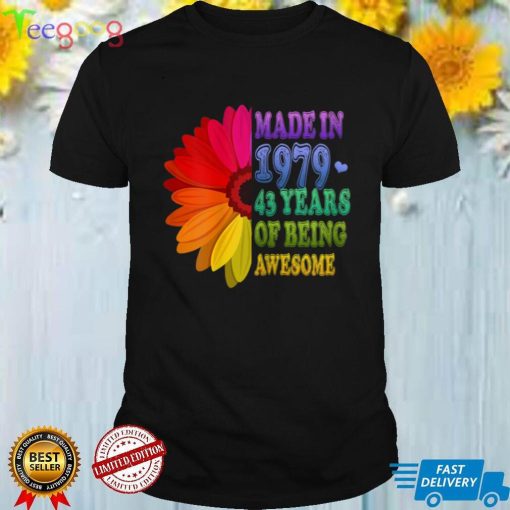 43 Years Old Floral Awesome Since 1979 Gifts 43rd Birthday T Shirt