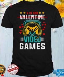 V is for Video Games Lover Game Valentine's Day Kids Boys T Shirt