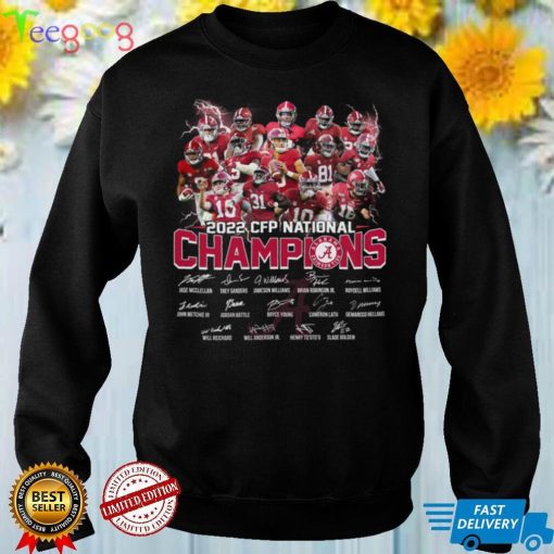 Alabama Crimson Tide 2022 NCAA College Football Playoff Championship Signatures American Football Special Gift Two Sided Graphic Unisex T Shirt