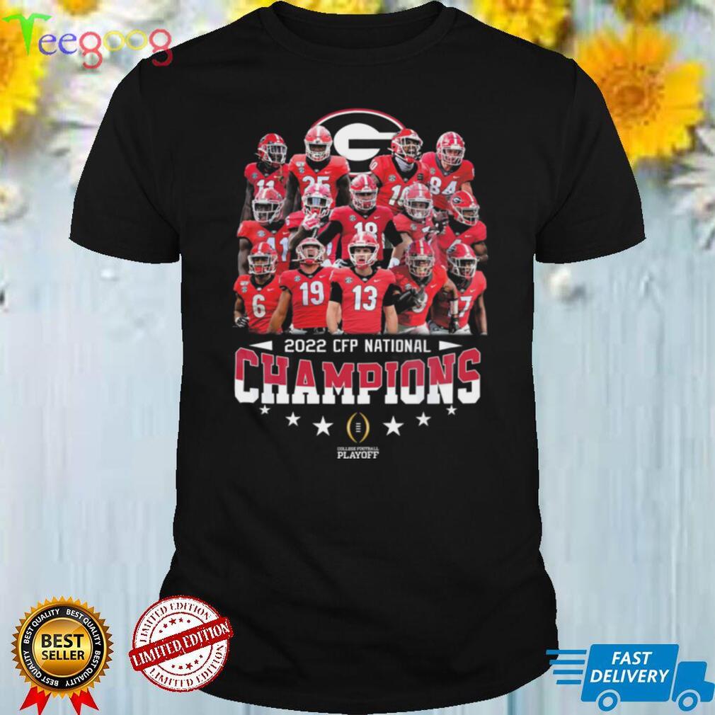 Georgia Bulldogs 2022 Cfp National Champions Autographed Ncaa Football  T Shirt