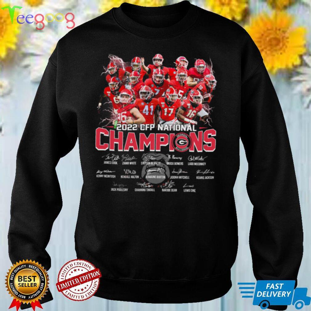 Georgia Bulldogs 2022 NCAA College Football Playoff Championship Signatures American Football Special Gift Two Sided Graphic Unisex T Shirt