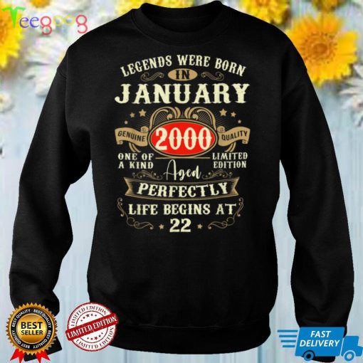 January 2000 22nd Birthday Gift 22 Year Old Men Women T Shirt