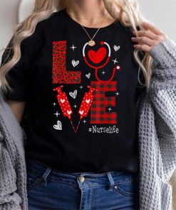 Love Nurse Leopard Red Heart Lover Valentines Day Nursing T Shirt