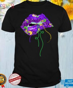 Mardi Gras Lips Queen Carnival Costume Purple & Gold Funny T Shirt