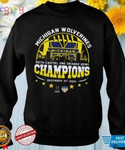 Michigan Wolverines 2021 2022 NCAA 88th Capital One Orange Bowl Championship Sky Line American Football Special Gift Two Sided Graphic Unisex T Shirt