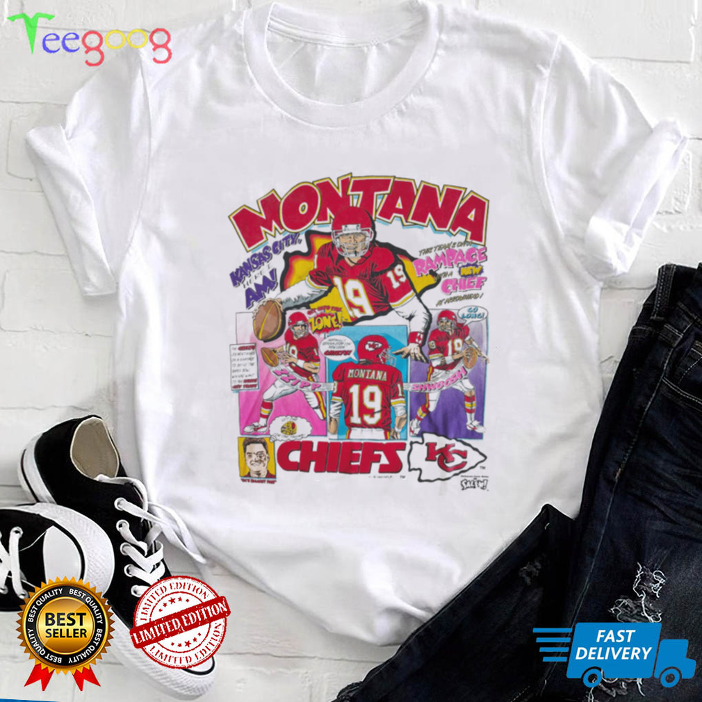 Rare Vintage Joe Montana Salem Sportswear Comic Series 90's t shirt NFL Football Caricature Kansas city Chiefs Shirt