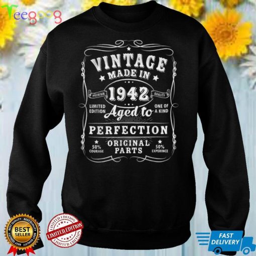 Vintage 80th Birthday Decorations Men Funny 1942 80 Birthday T Shirt