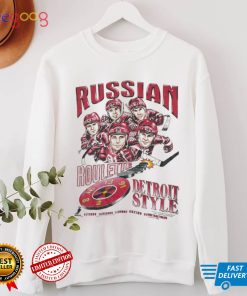 Vintage Detroit Red Wings Russian Five caricature 90's t shirt NHL Hockey