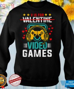 V is for Video Games Lover Game Valentine's Day Kids Boys T Shirt
