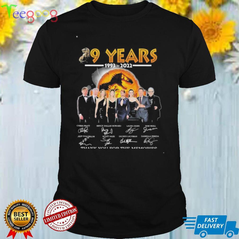 29 Years 1993 2022 Jurassic World Signatures Thank You For The Memories Shirt