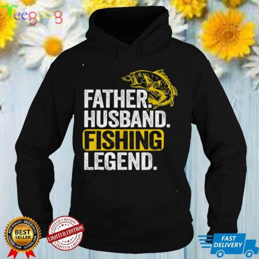 Father Husband Fishing Legend Bass Fisherman Dad Fishing Tee Shirt
