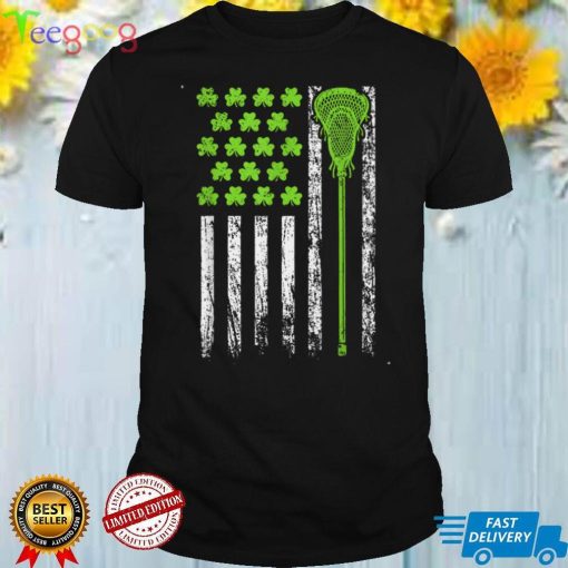 Funny Lacrosse American Flag St Patrick Day For Men Boy Kids T Shirt
