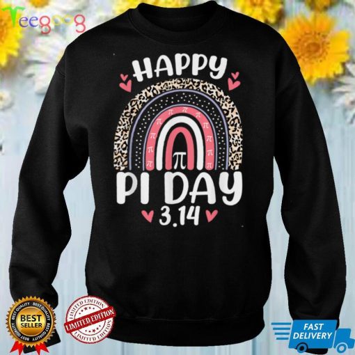 Happy Pi Day Mathematics Math Teacher Cute Leopard Rainbow T Shirt