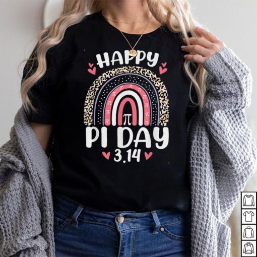 Happy Pi Day Mathematics Math Teacher Cute Leopard Rainbow T Shirt
