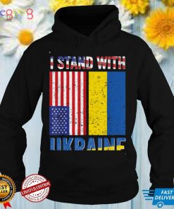 I Stand With Ukraine Support Ukrainian American USA Flag T Shirt