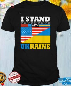 I Stand With Ukraine Ukrainian Support American USA Flag Tee Shirt