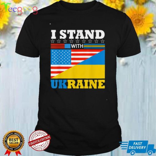 I Stand With Ukraine Ukrainian Support American USA Flag Tee Shirt