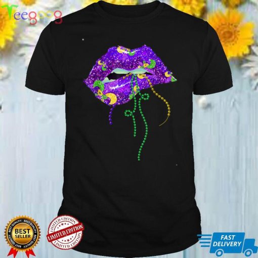 Mardi Gras Lips Queen Carnival Costume Purple & Golds Funny T Shirt
