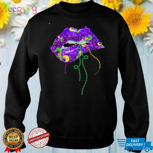 Mardi Gras Lips Queen Carnival Costume Purple & Golds Funny T Shirt