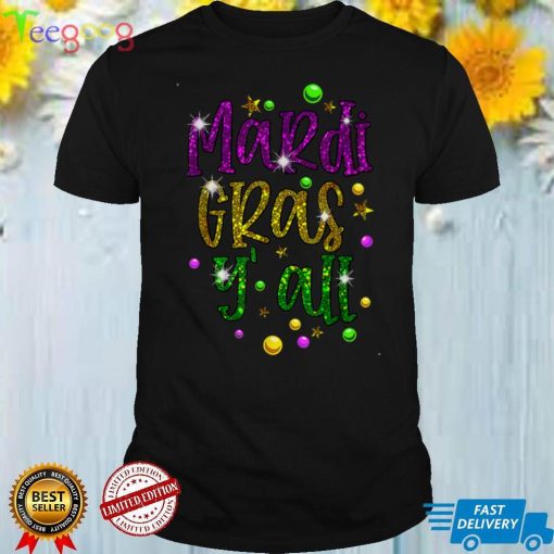 Mardi Gras Y'all Galveston Fun Cute Beads and Mask T Shirt