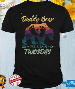 Mens Twosday Daddy Papa Bear New Baby Girl Boy Announcement T Shirt