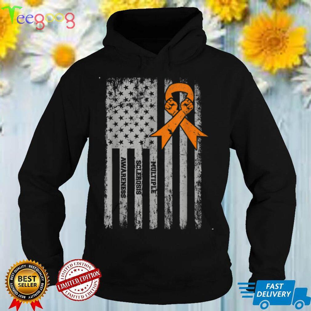 Multiple Sclerosis Awareness USA American Flag MS Ribbon T Shirt
