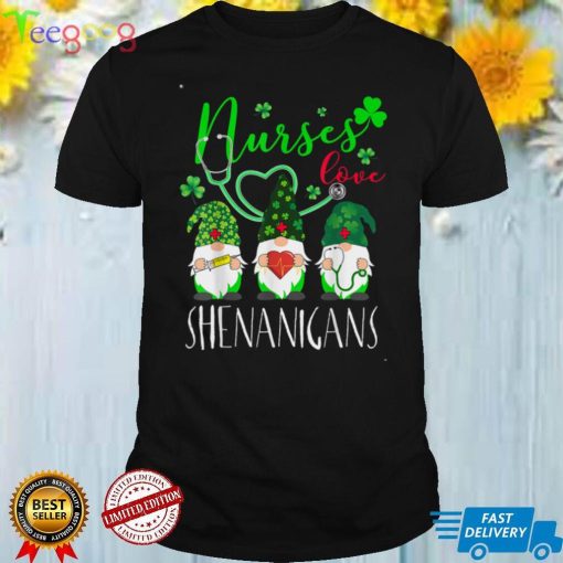 Nurses Love Shenanigans Funny Gnomes Nurse St Patricks Day T Shirt