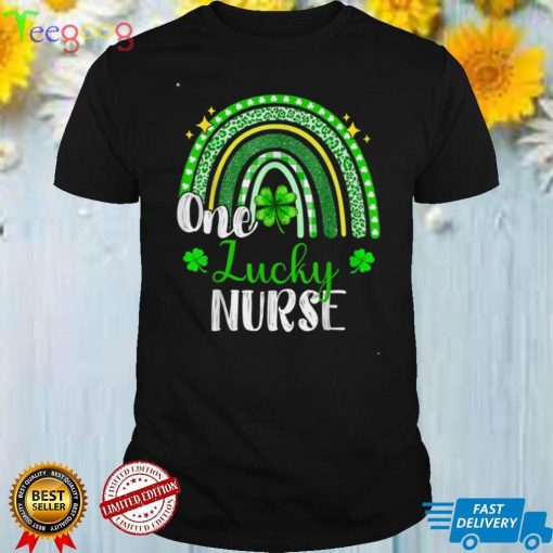 One Lucky Nurse Leopard Print Rainbow St Patrick’s Day T Shirt