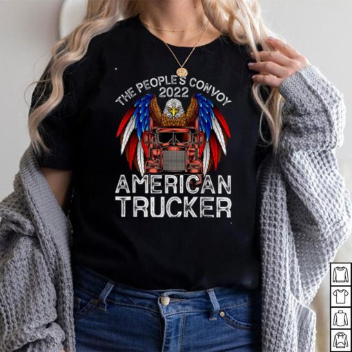 Peoples Freedom Convoy 2022 Support America Truckers US Flag T Shirt