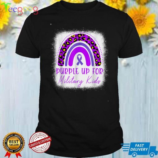 Purple Up for Kids Military Child Month Bleached Rainbow T Shirt