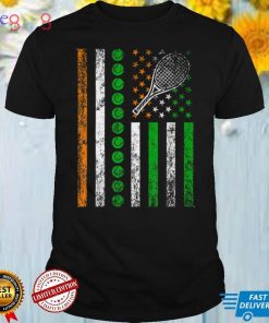Retro Tennis American Flag St Patricks Day Irish Shamrock T Shirt
