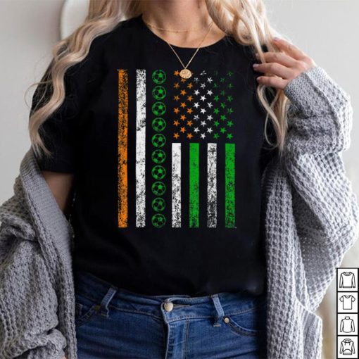 Retro Soccer American Flag St Patricks Day Irish Shamrock T Shirt
