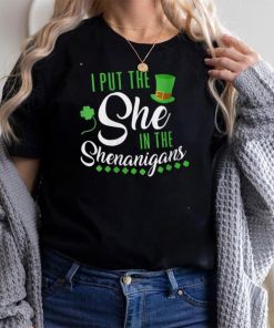 Womens I Put The She In Shenanigan St Patrick's Day Women V Neck T Shirt