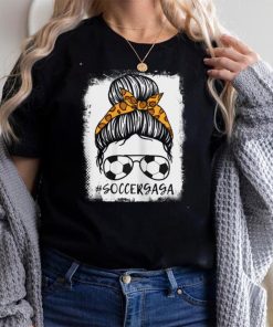 Womens Soccer Gaga Leopard Messy Bun Animal Print Sunglasses T Shirt