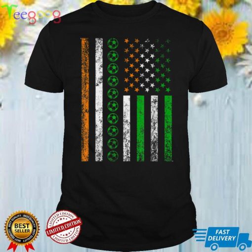 Retro Soccer American Flag St Patricks Day Irish Shamrock T Shirt