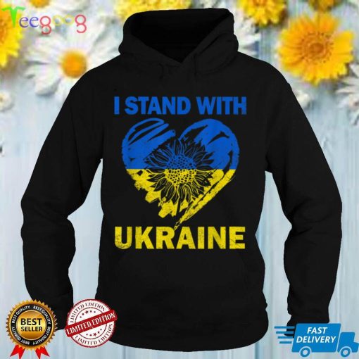 I Stand With Ukraine Support Ukraine Flag Sunflower Heart T Shirt