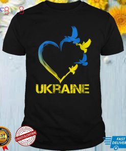 Womens Ukraine Flag Heart Vintage Ukrainian Support Ukraine V Neck T Shirt