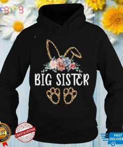 Cute Flower Leopard Big Sister Bunny Easter Day Girls Shirt
