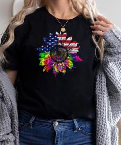 Tie Dye American Flag Sunflower T Shirt