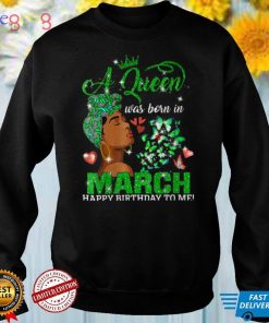 Womens Womens Queens Are Born In March Girl St Patrick's Day V Neck T Shirt